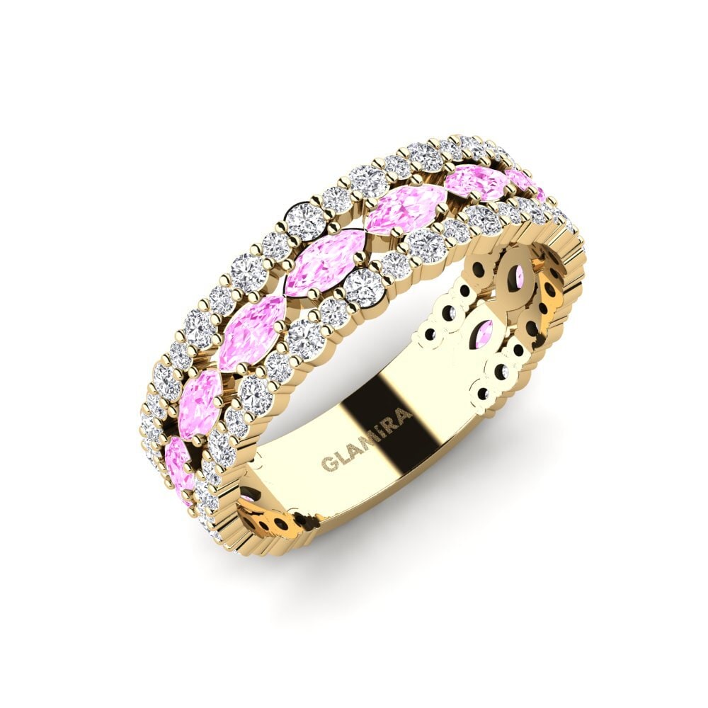 Or Jaune 14k Saphir Rose Bague Gyali