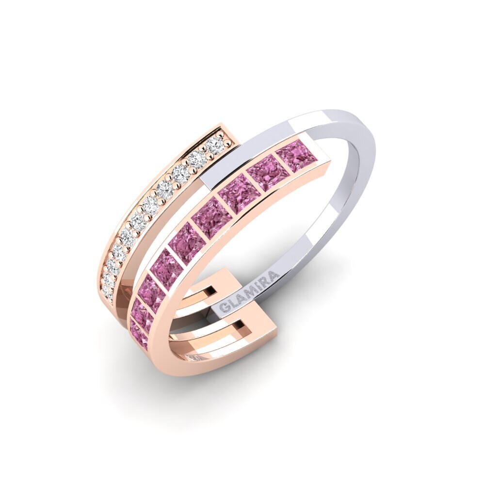 Or Rose& Blanc 14k Grenat de Rhodolite Bague Indistinctly