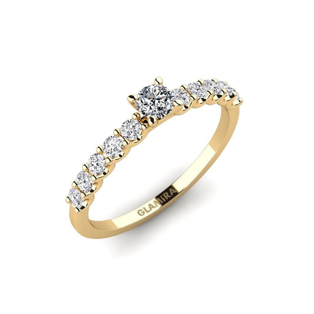 14k Yellow Gold Zirconia Engagement Ring Institutionalize