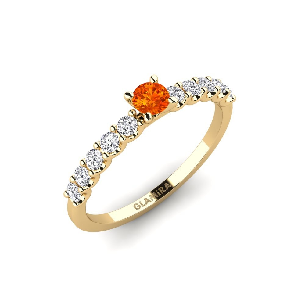 18k Oro Amarillo Zafiro Naranja Anillo de compromiso Institutionalize