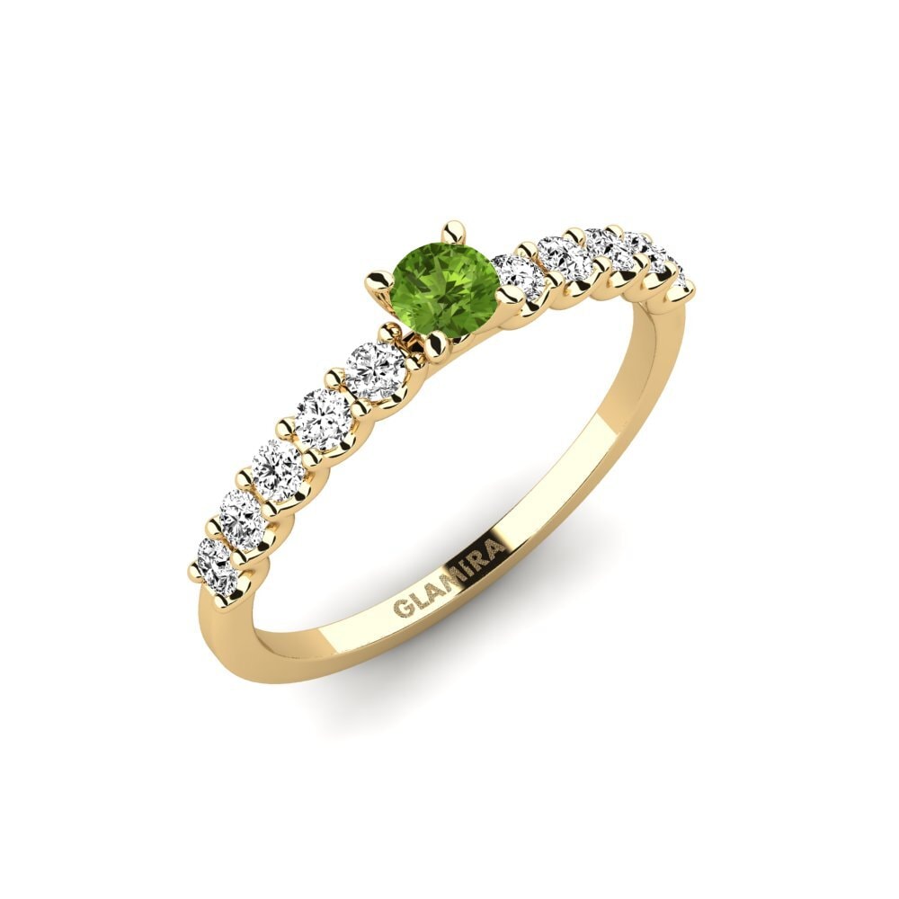 9k Oro Amarillo Peridoto Anillo de compromiso Institutionalize