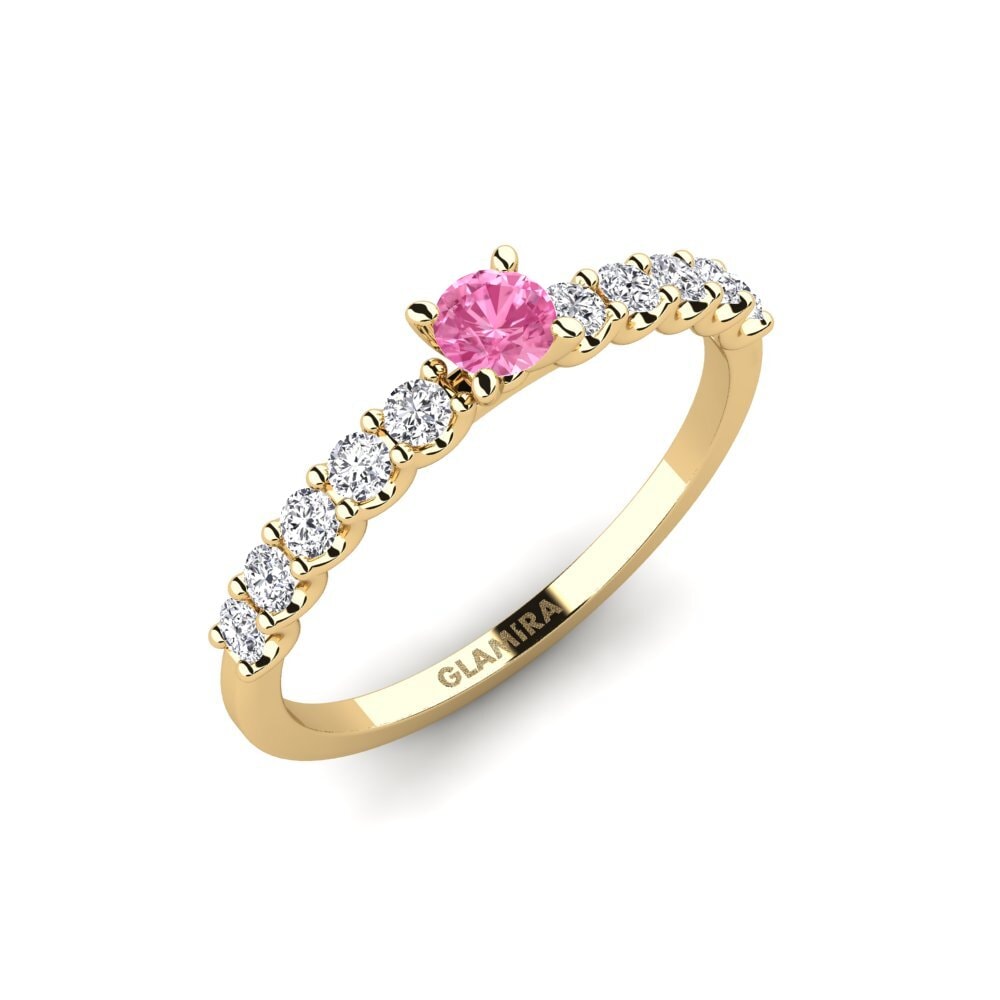 9k Oro Amarillo Zafiro Rosado Anillo de compromiso Institutionalize