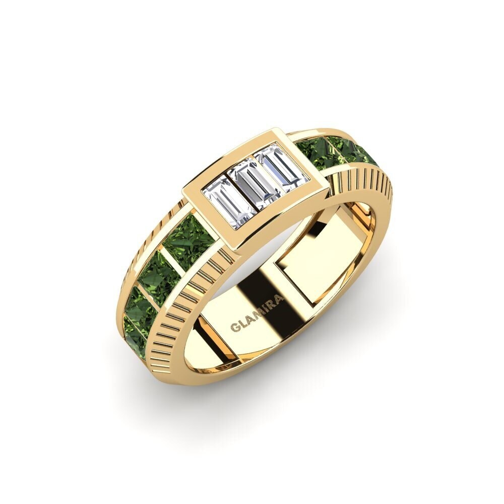 Or Jaune 14k Saphir vert Bague Irrelevantly
