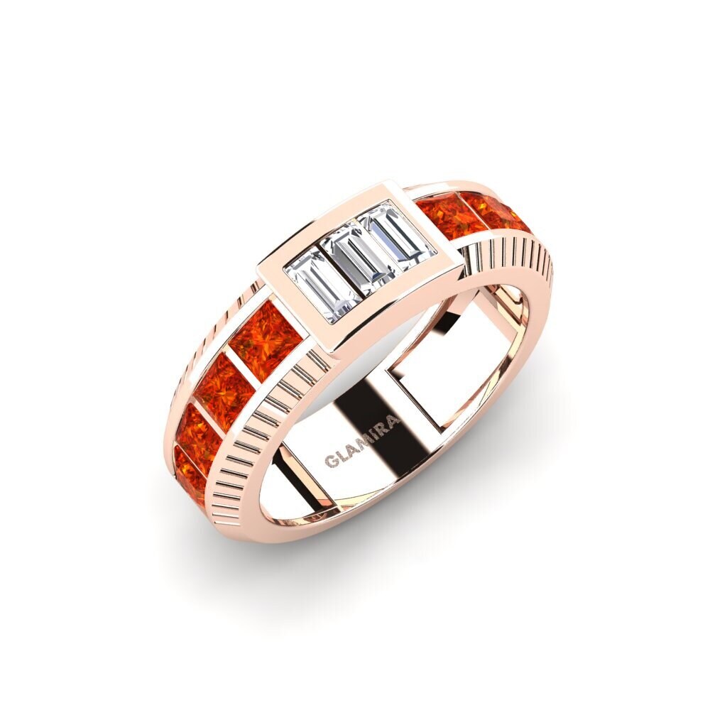 Or rose 14k Saphir orange Bague Irrelevantly