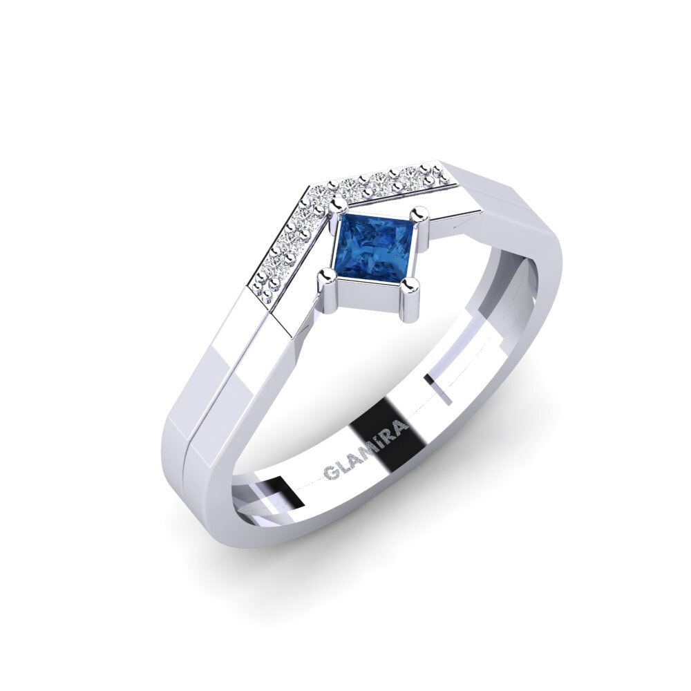 Princess Dark Blue Zirconia Engagement Ring Kalovolos