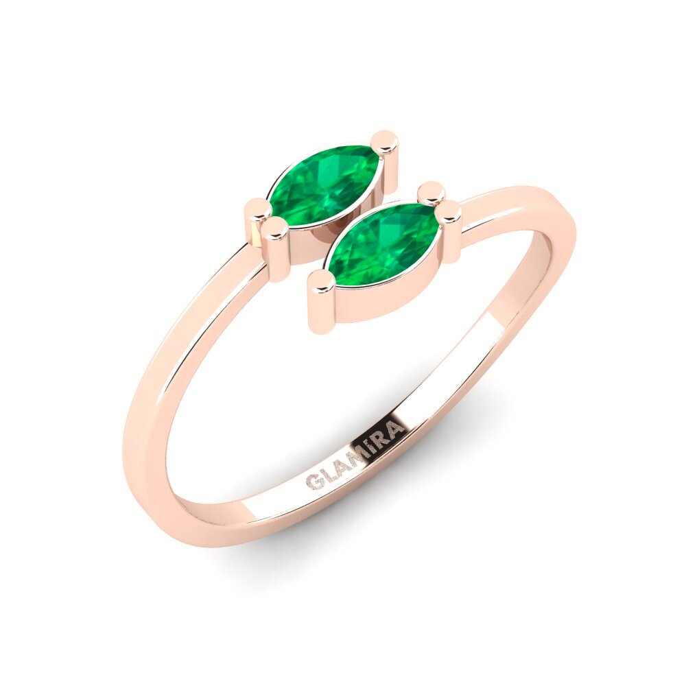 14ct Rose Gold Emerald Engagement Ring Mireinio