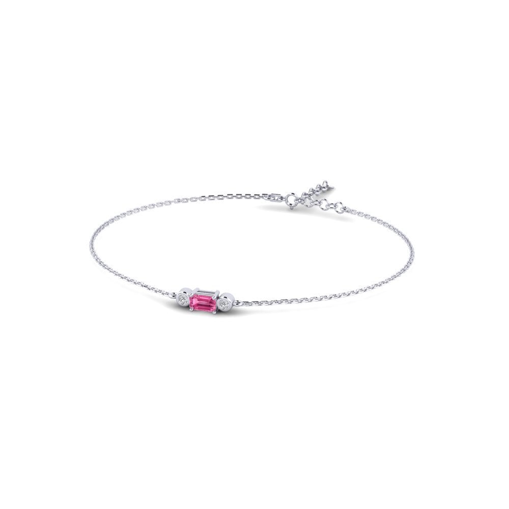 Emerald Cut Pink Tourmaline Women's Bracelet Utreva
