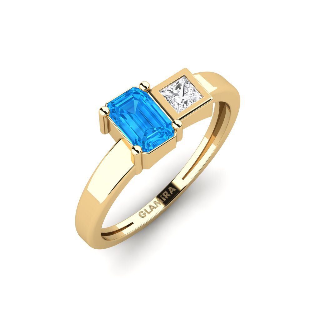 9ct Yellow Gold Blue Topaz Ring Reassignment