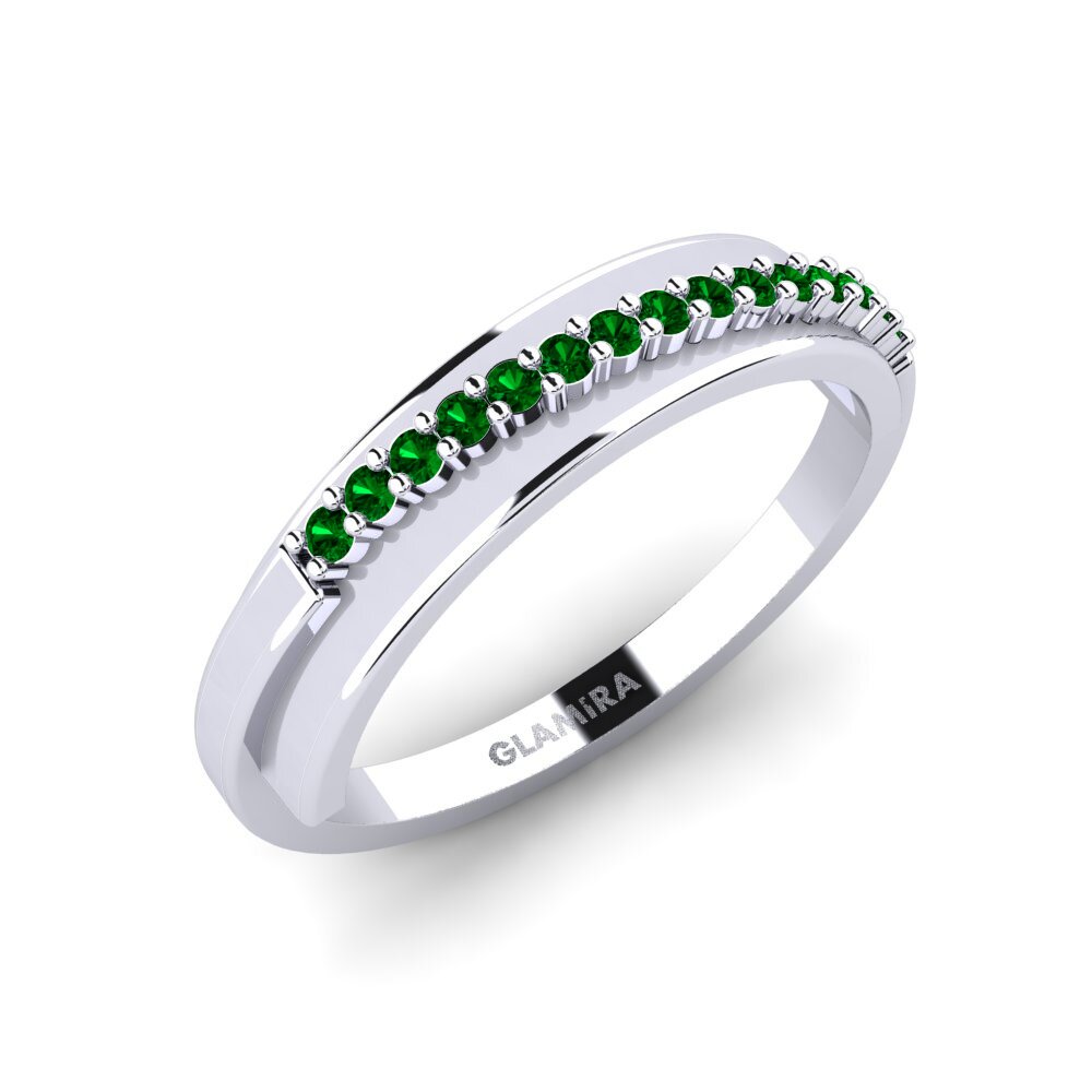 14k Oro Blanco Circonita Verde Anillo Resourcefully