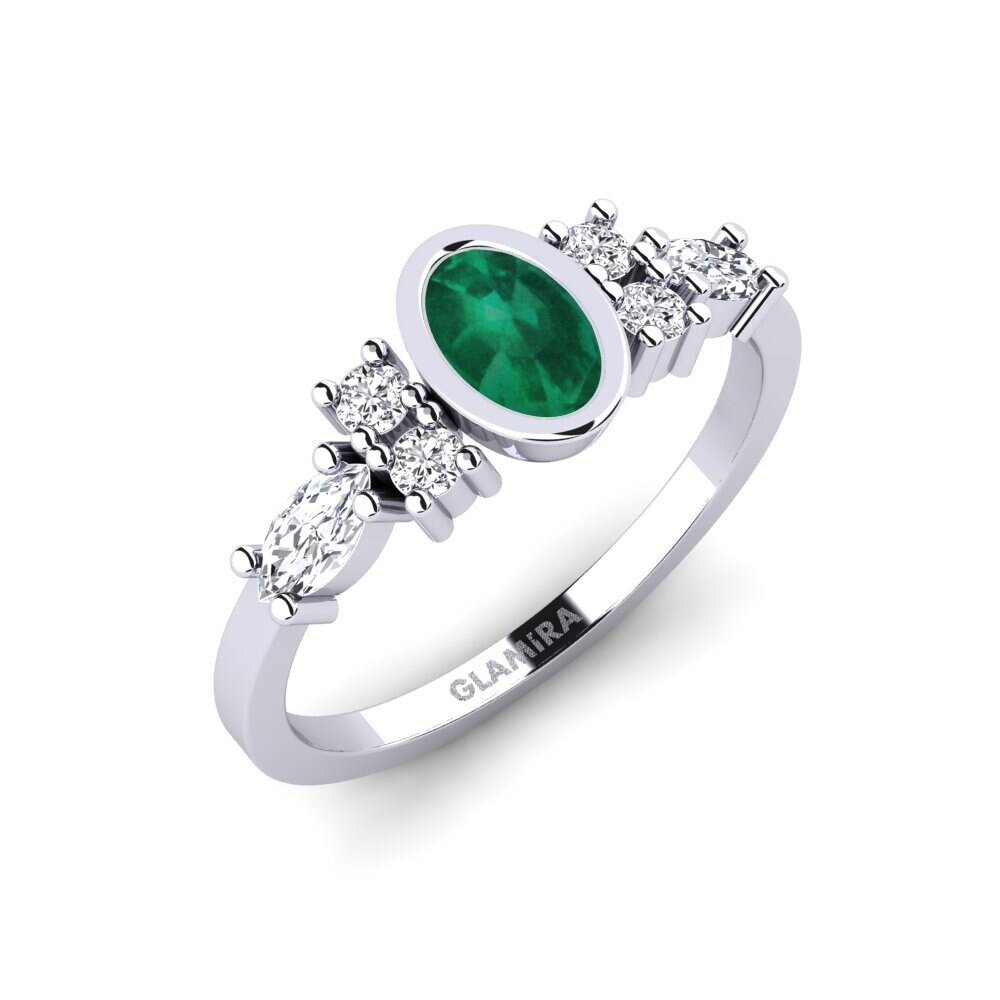Bague Fiançailles Argent Sterling 925 Diamant émeraude Labo 2.02ct - Taille 7 - Sur Mesure