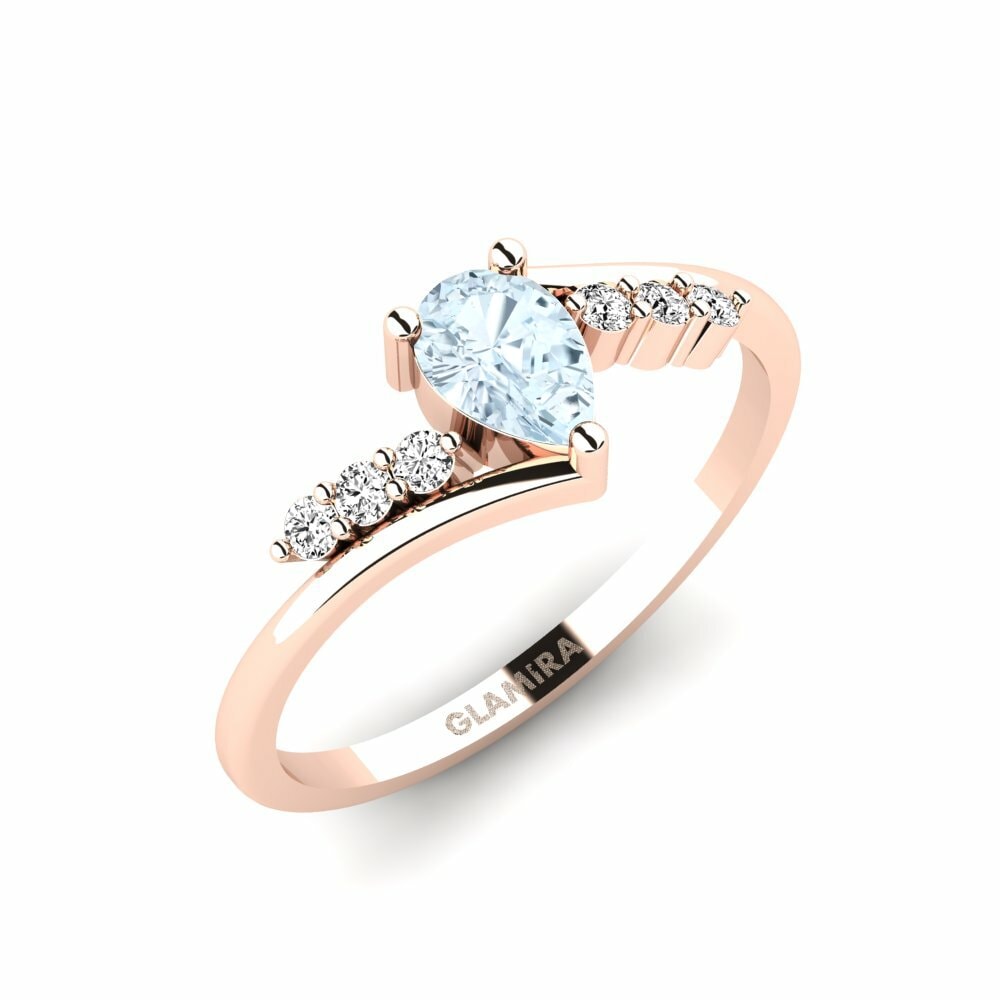 Rotgold 585 Aquamarin Verlobungsring Revealingly