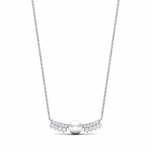 Necklace Ronquillo 585 White Gold & White Sapphire & White Pearl