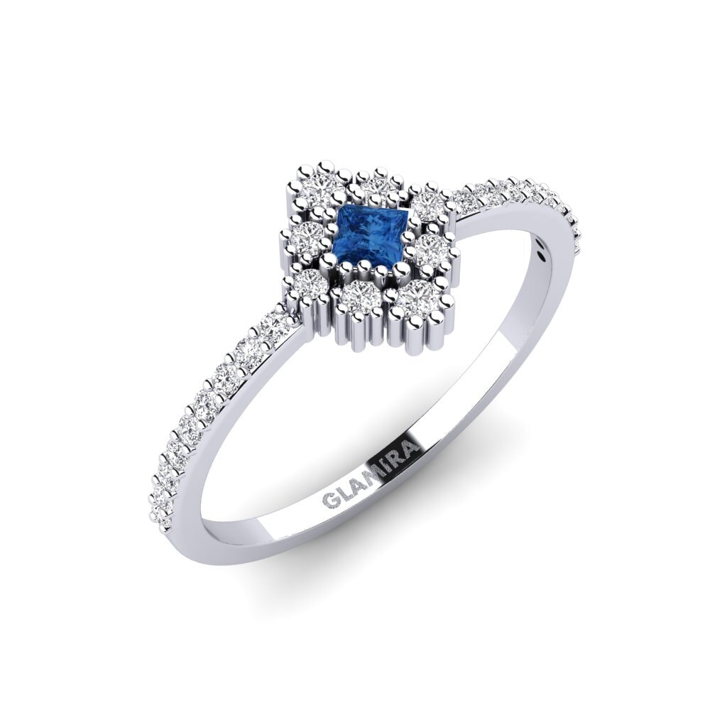 Dark Blue Zirconia Engagement Ring Saliagos