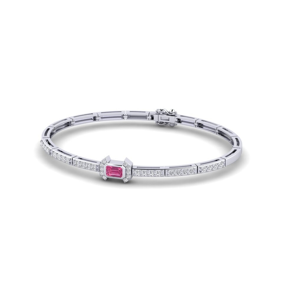 Emerald Cut Pink Tourmaline Women's Bracelet Security