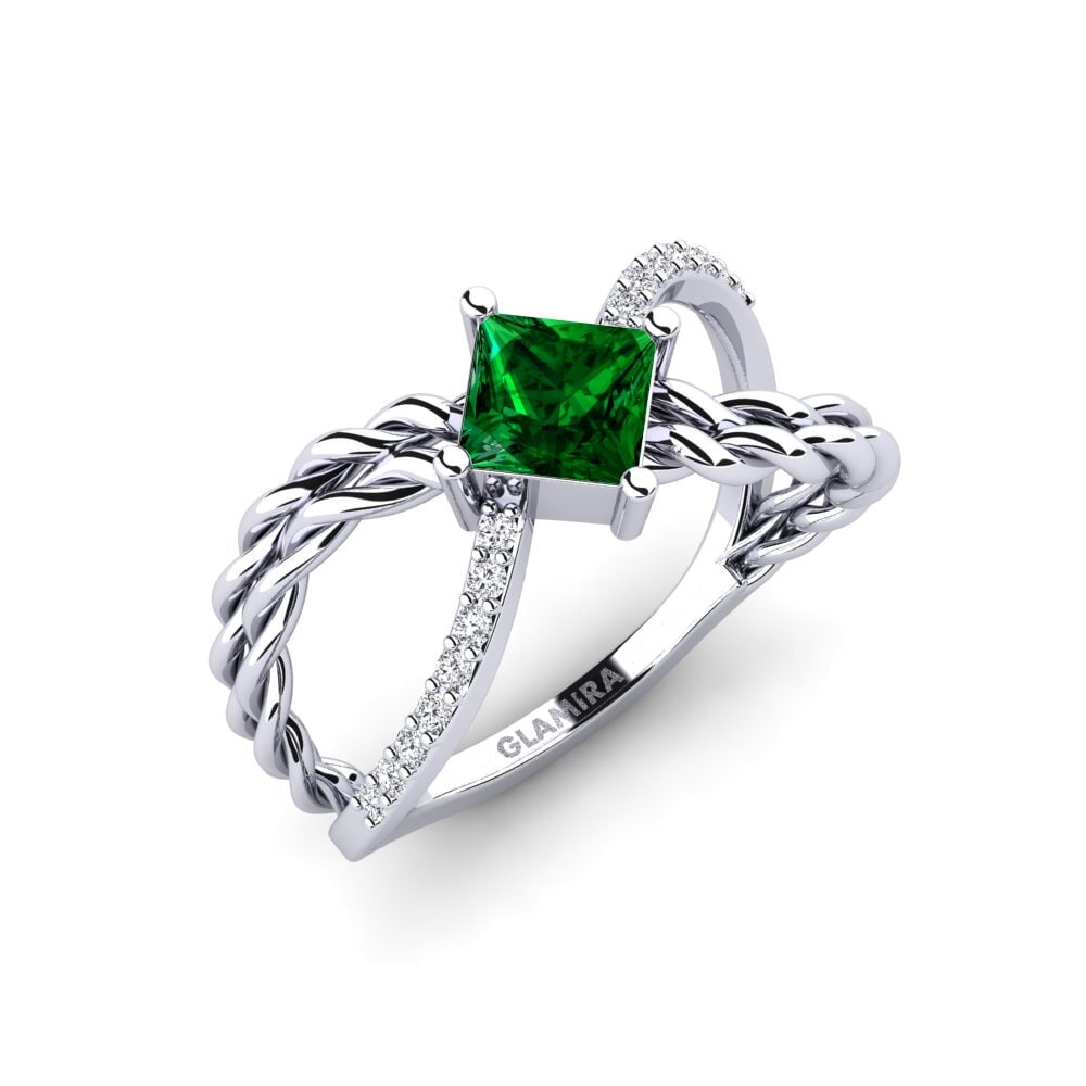 Princess Green Zirconia Engagement Ring Vitmein
