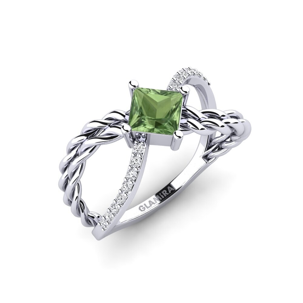 Princess Green Sapphire Engagement Ring Vitmein