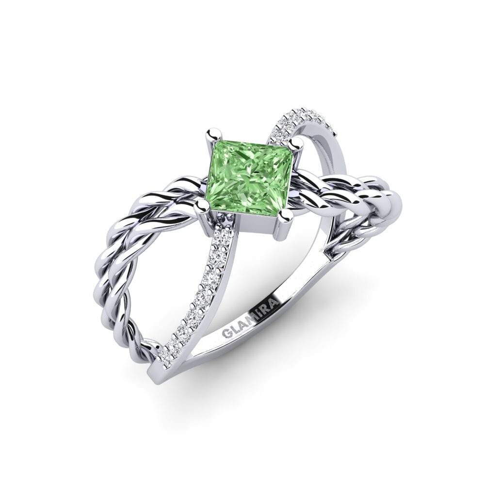 Groene Diamant Verlovingsring Vitmein