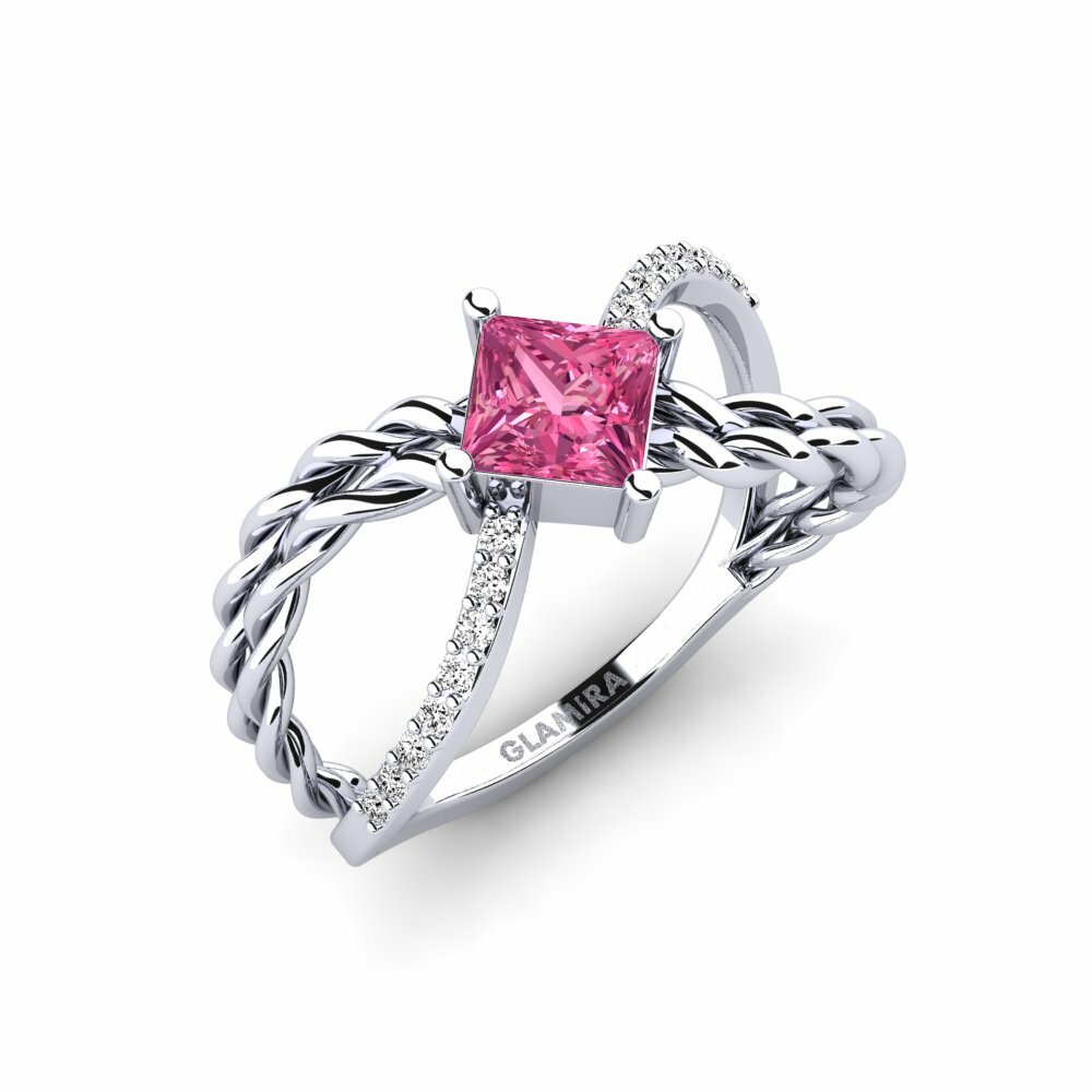 Roze Toermalijn Verlovingsring Vitmein