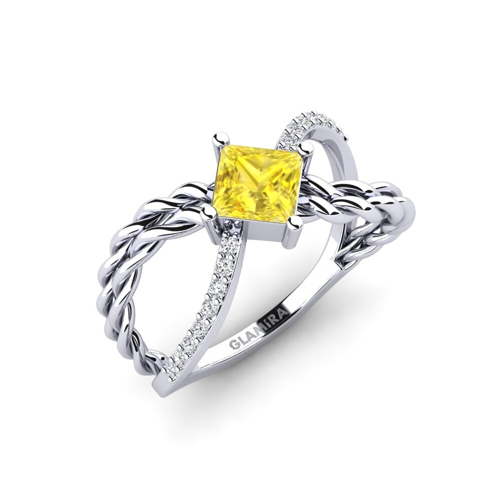 Princess Yellow Sapphire Engagement Ring Vitmein