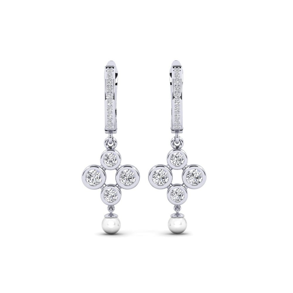 18ct White Gold Diamond Women's Earring Bandless