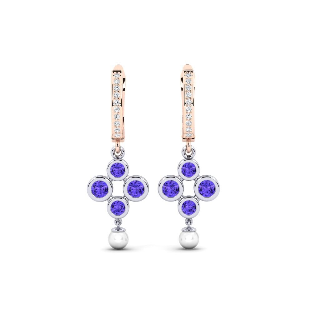 14ct Rose & White Gold Tanzanite Women's Earring Bandless