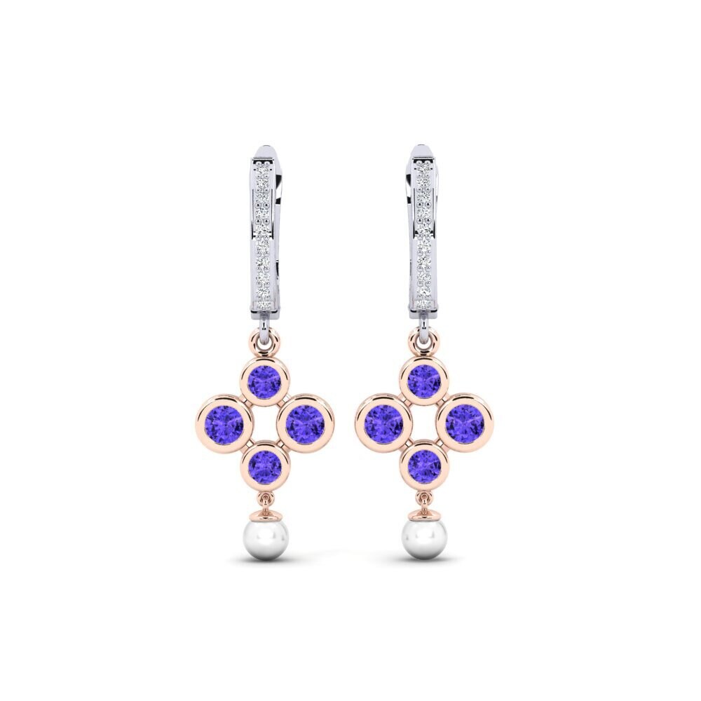 18ct White & Rose Gold Tanzanite Women's Earring Bandless