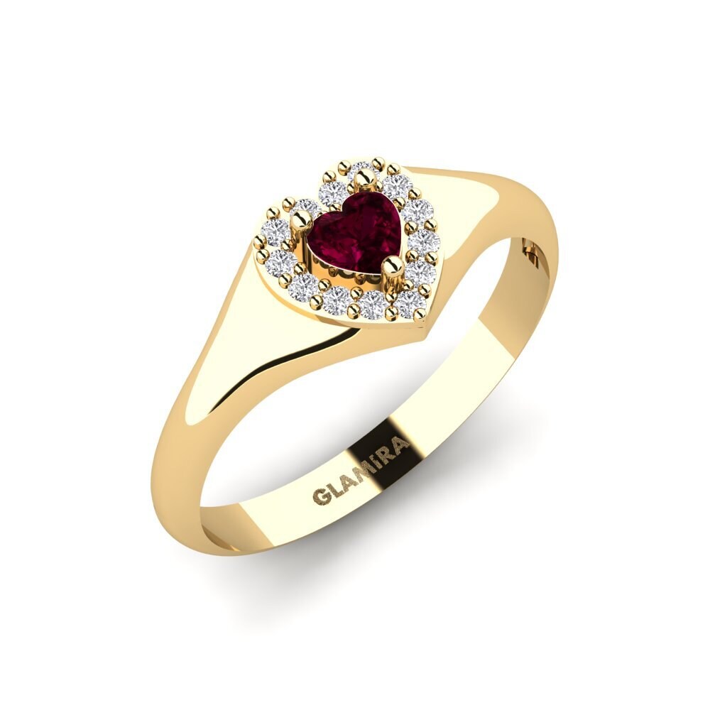 Or Jaune 9k Grenat de Rhodolite Bague Fresnes