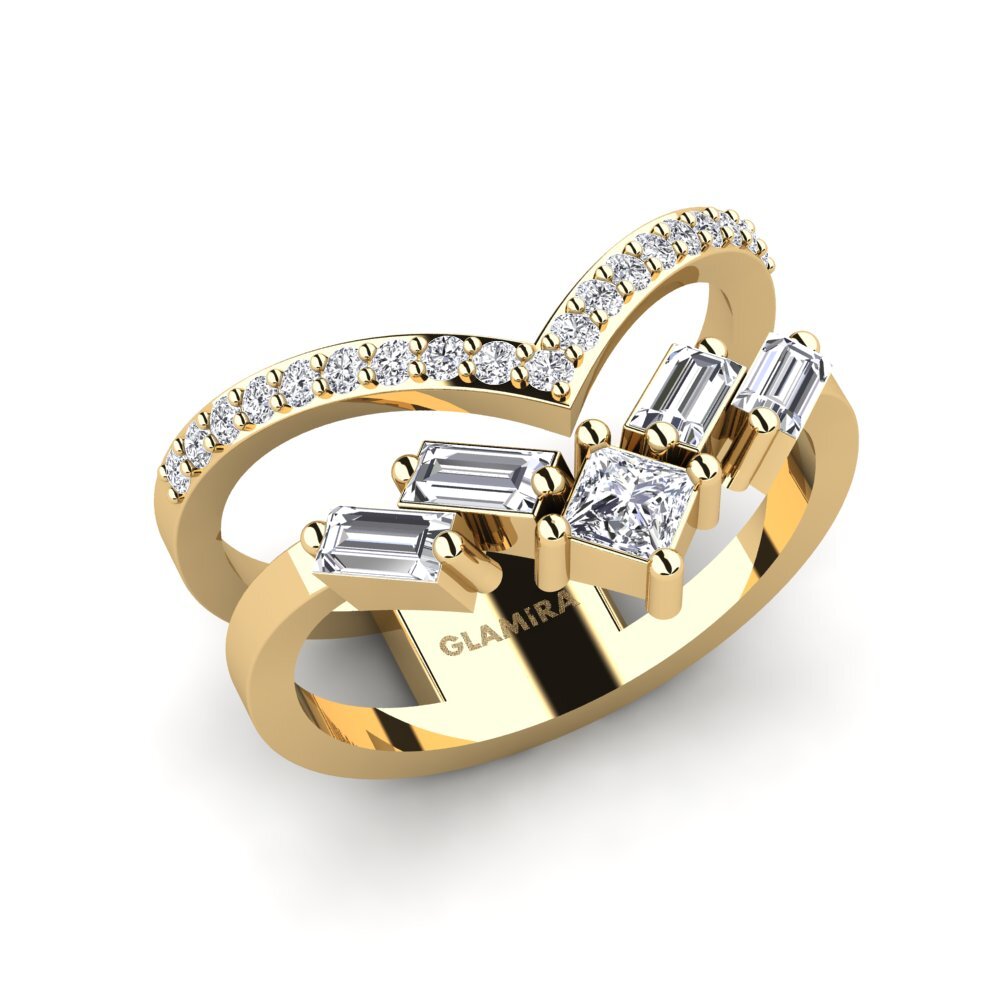14k Oro Amarillo Princesa Anillo Rouen
