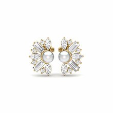 Earring Trouville 585 Yellow Gold & White Sapphire & White Pearl