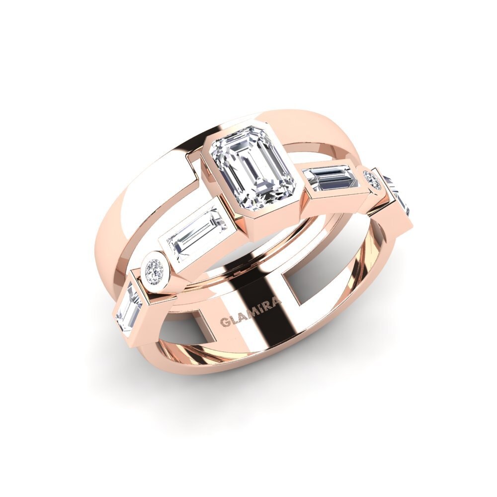 Siving Ringen Koop GLAMIRA Ringen Versay in 0.62 Karaat Emerald geslepen 9K Rood ...