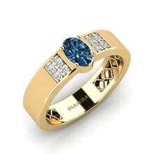 Anillo Avul Oro Amarillo 585 & Diamante Azul & Diamante