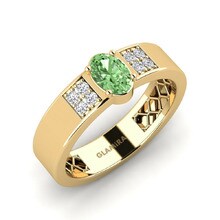 Anillo Avul Oro Amarillo 585 & Diamante Verde & Diamante