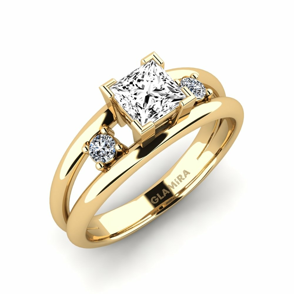 Ring Bron 585 Yellow Gold & Moissanite & Swarovski Crystal