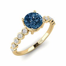 Anillo Cnytten Oro Amarillo 585 & Diamante Azul & Diamante