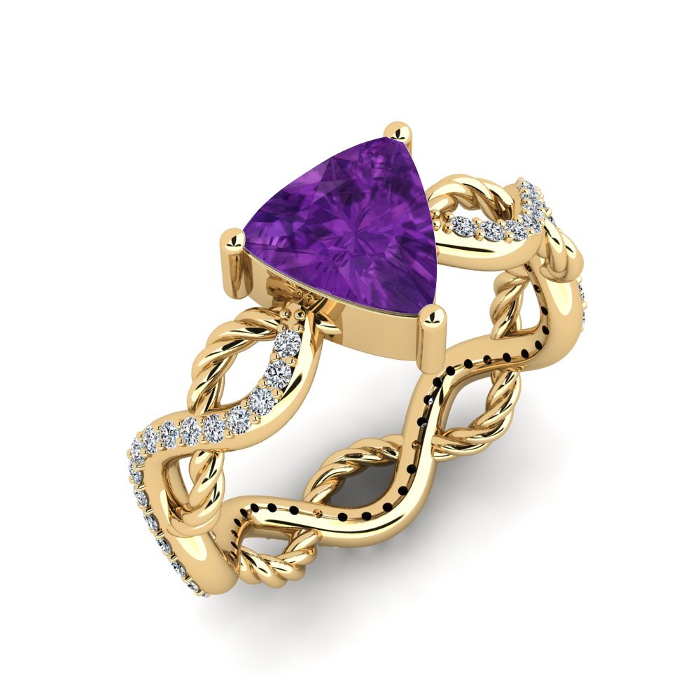 Trillion Amethyst Engagement Ring Creably