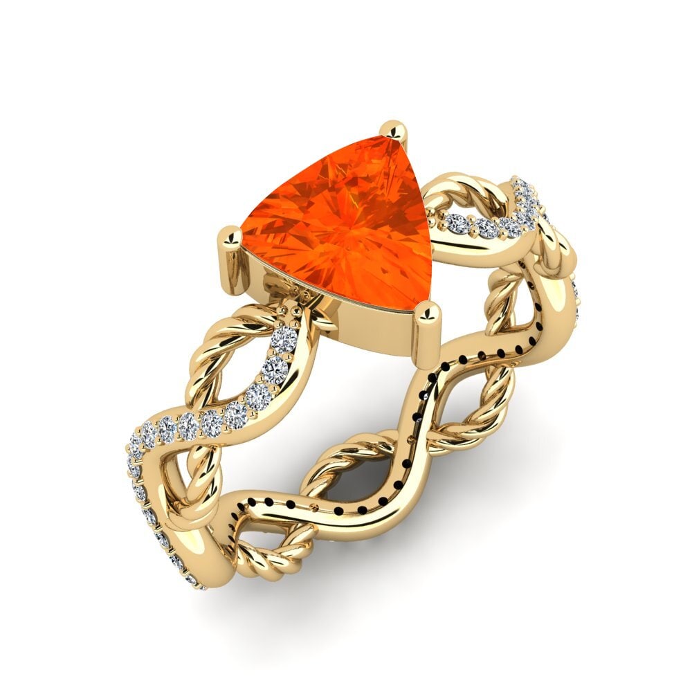 Trillion Fire Opal Engagement Ring Creably