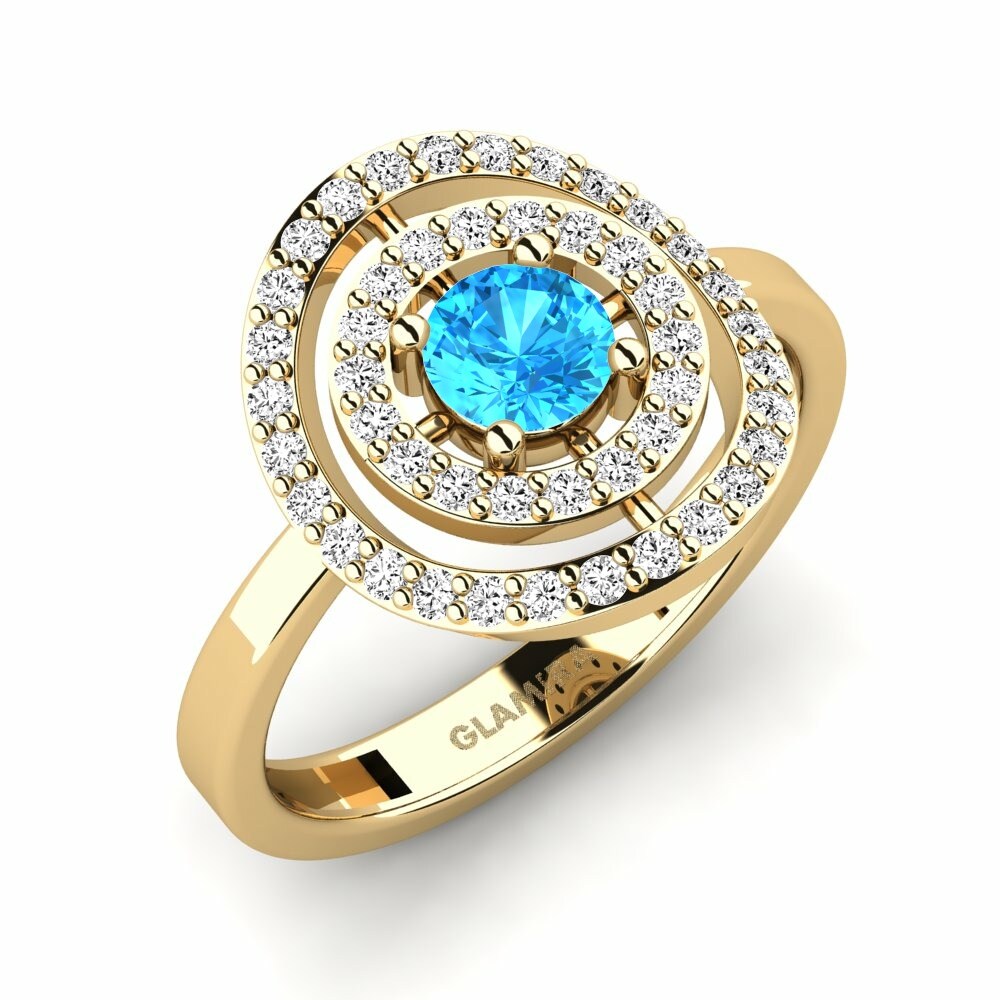 บุษราคัมสีน้ำเงินฟ้า แหวน Goyar