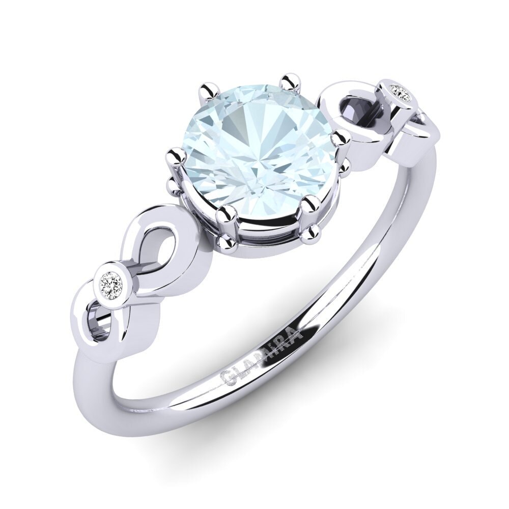 950 Platin Aquamarin Verlobungsring Wousli