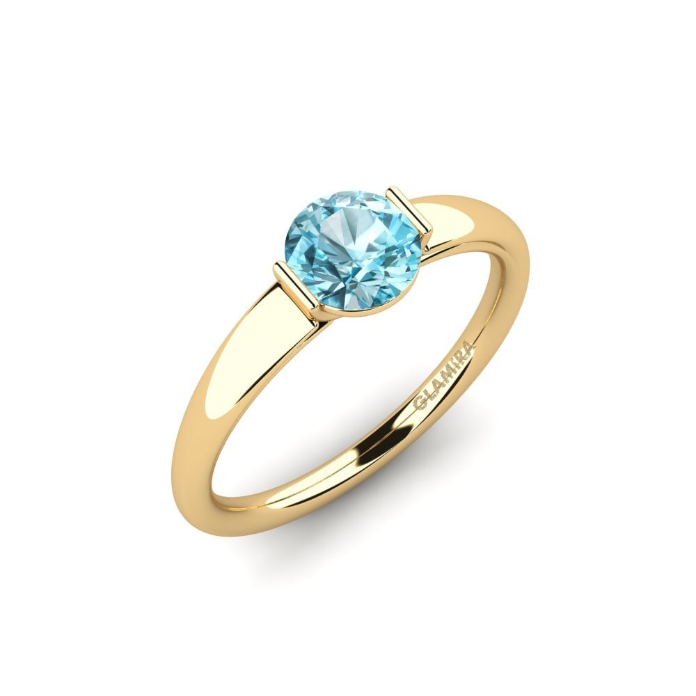 Blue Zircon Engagement Ring Onboy