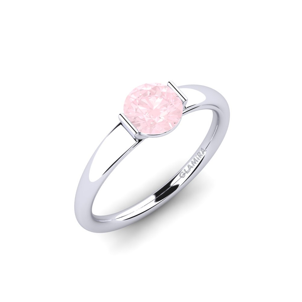 18ct White Gold Rose Quartz Engagement Ring Onboy