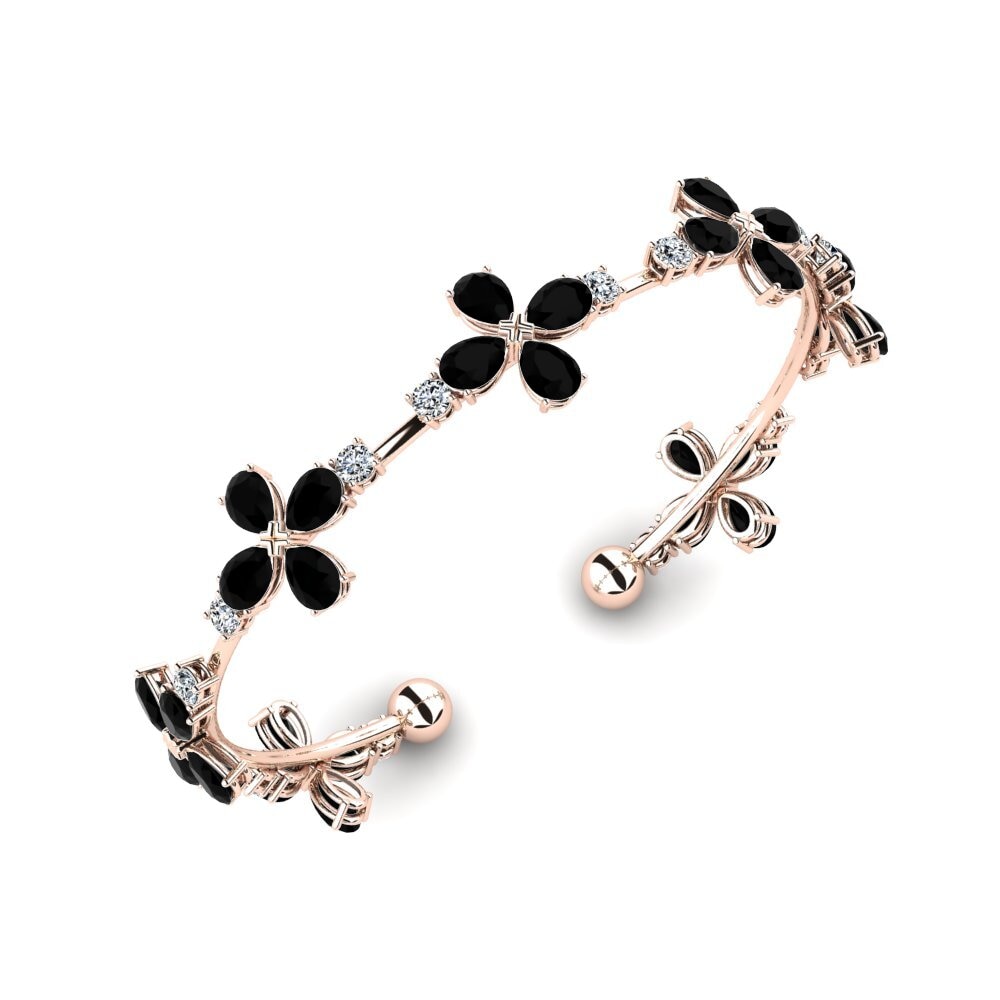 9ct Rose Gold Black Diamond Women's Bracelet Delk