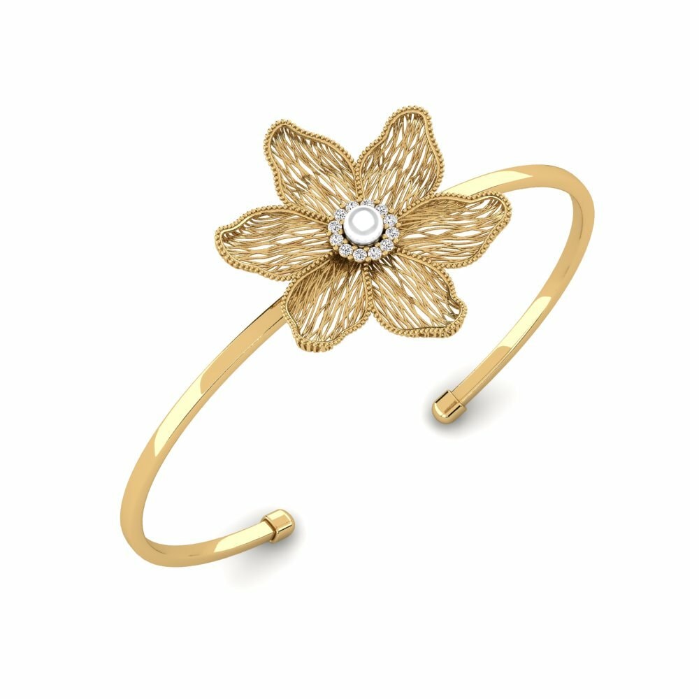 Pulsera de Mujer Jeebushee 14k Oro Amarillo Moissanita Puño 0.144 Quilates Redondo