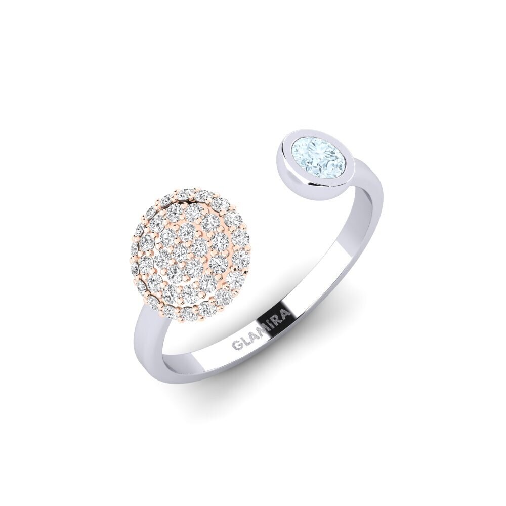 14ct White & Rose Gold Aquamarine SYLVIE Ring Argentu