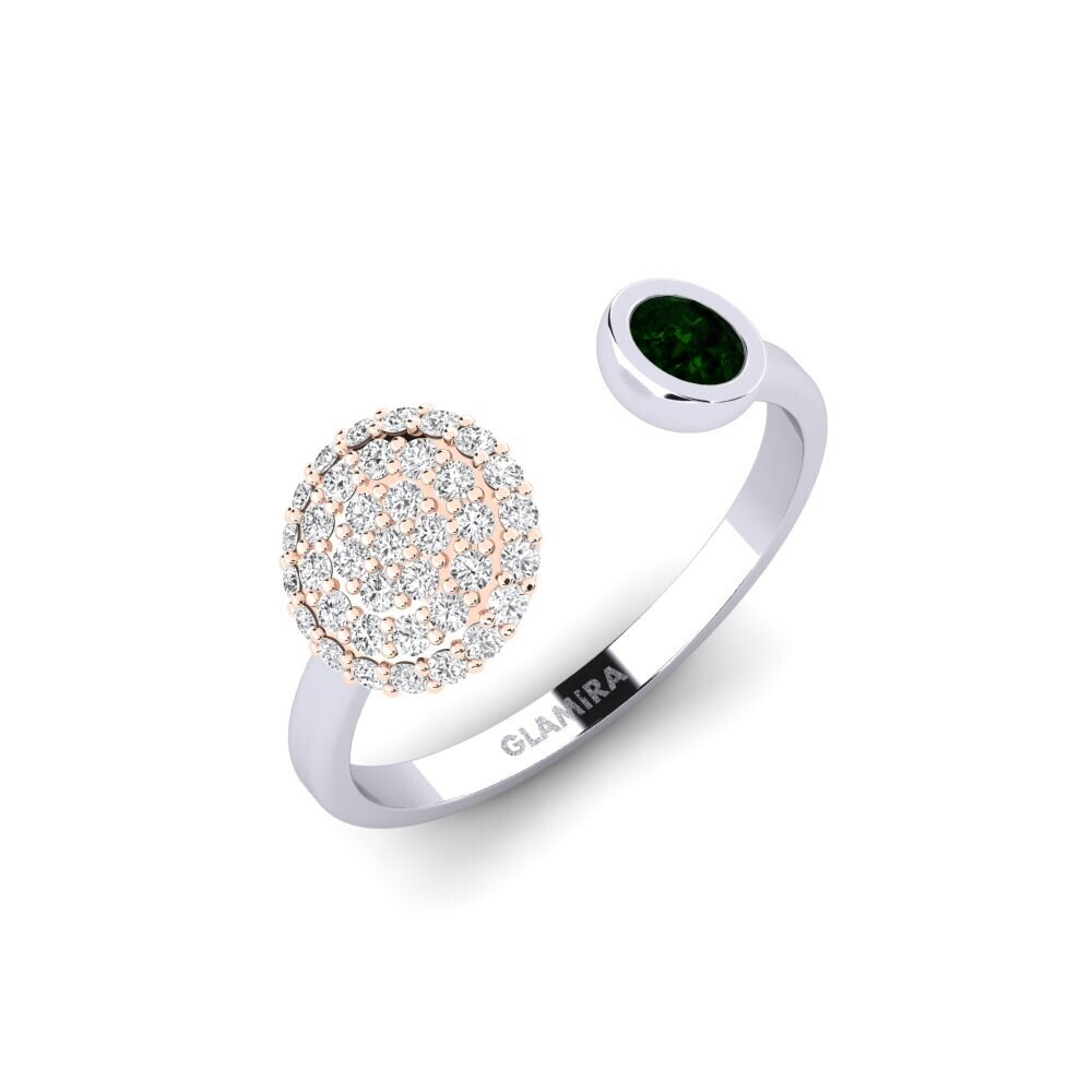 14k White & Rose Gold Green Tourmaline SYLVIE Ring Argentu