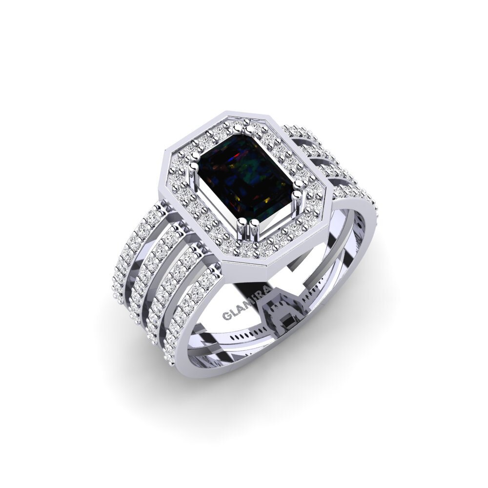 14k White Gold Black Opal SYLVIE Ring Chaandee