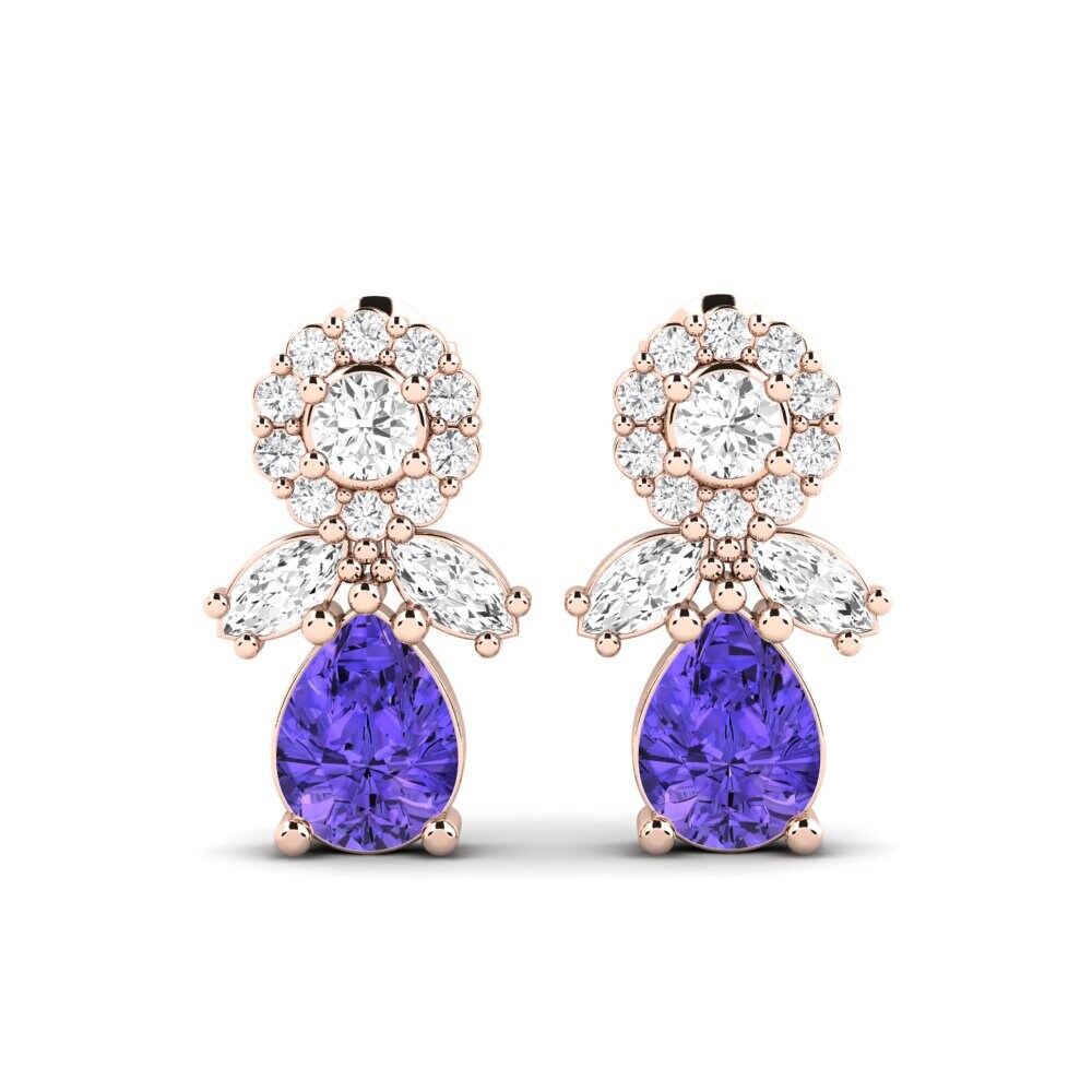 14k Rose Gold Tanzanite SYLVIE Earring Srebro