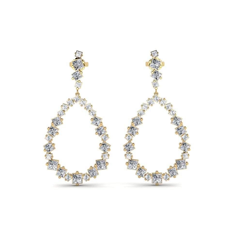 Drops & Dangle Sylvie by GLAMIRA Earrings Argjendi 585 Yellow Gold Swarovski Crystal