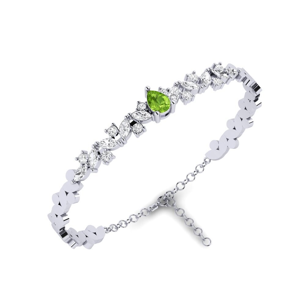 9ct White Gold Peridot SYLVIE Bangle Leija