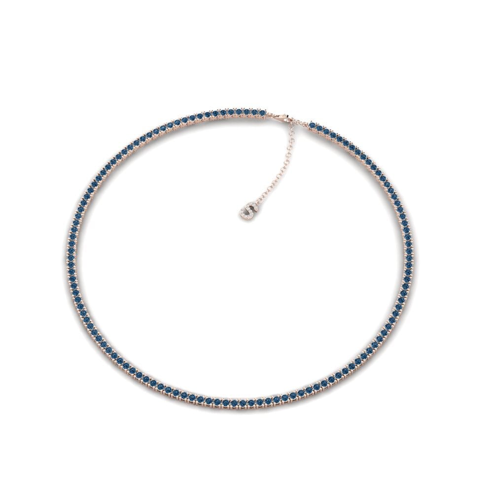 Initialen & Namenshalsketten Halsreif Blauer Diamant Rotgold 585