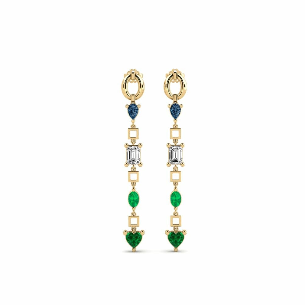 Bông Tai SYLVIE Ngway Vàng 14K 1.52 Carat Đá Emerald (Đá nhân tạo) Drops & Dangle Trái Tim